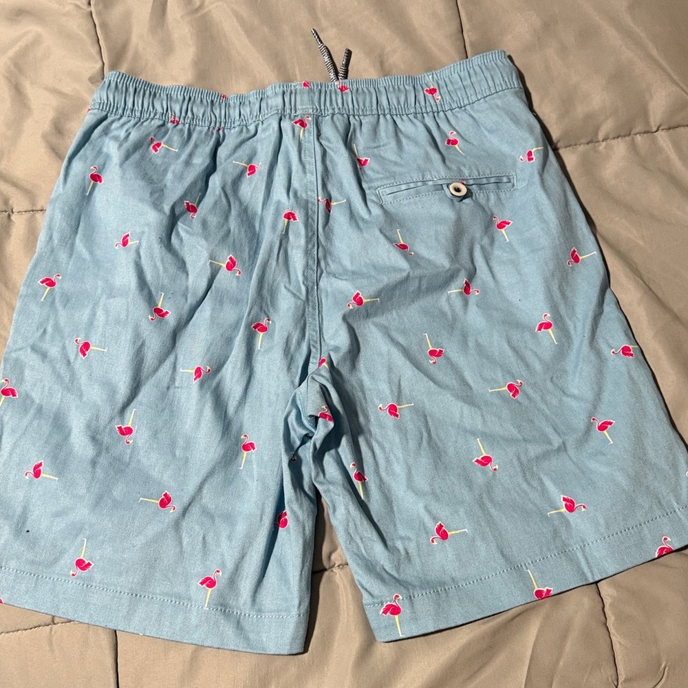 Light Blue Flamingo Print Men's Shorts - Picture 4 of 4